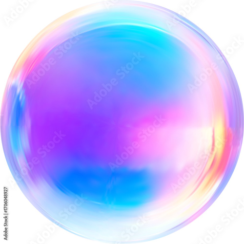 Transparent  blue glass ball with shine, geometric abstract shape illustration.