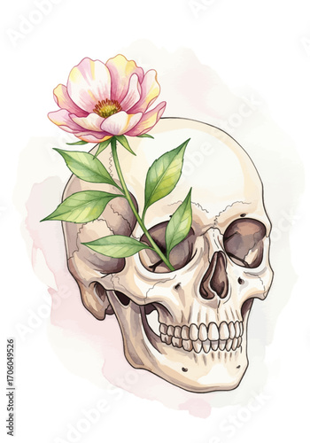 Floral Skull A Symbolic Dance of Life and Mortality