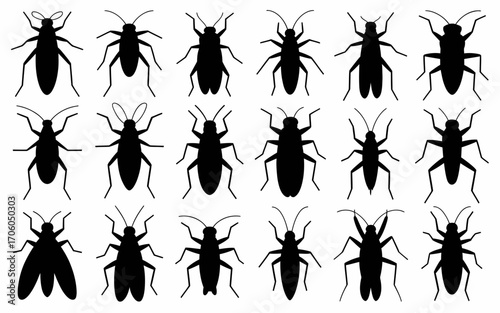 Vector art of set of different insect silhouettes