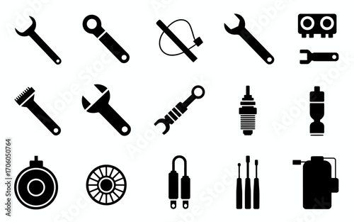 Vector art of car repair tools for maintenance and diagnostics