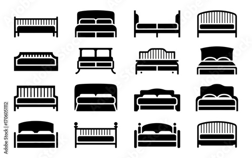Vector art of collection of bed icons