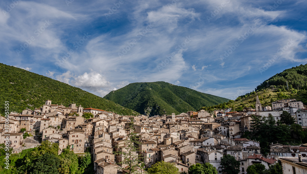 Fototapeta premium Scanno is an Italian town of 1 782 inhabitants located in the province of L’Aquila, in Abruzzo. The municipal area, surrounded by the Marsican Mountains.
