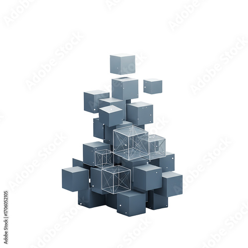 Abstract Stacked Cubes Digital Network Data Structure Business Growth Concept Modern Technology