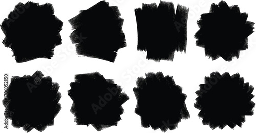 abstract black ink splatters arranged in grid formation