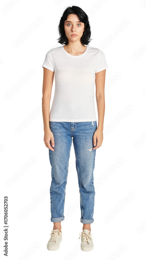 Fototapeta premium Png women's white tee mockup