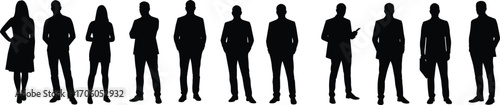 Wallpaper Mural Businesspeople silhouettes, professional group, standing in line, formal attire, corporate team, men and women, business suits, teamwork concept Torontodigital.ca