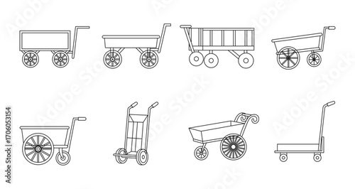 Various carts and trolleys outline style