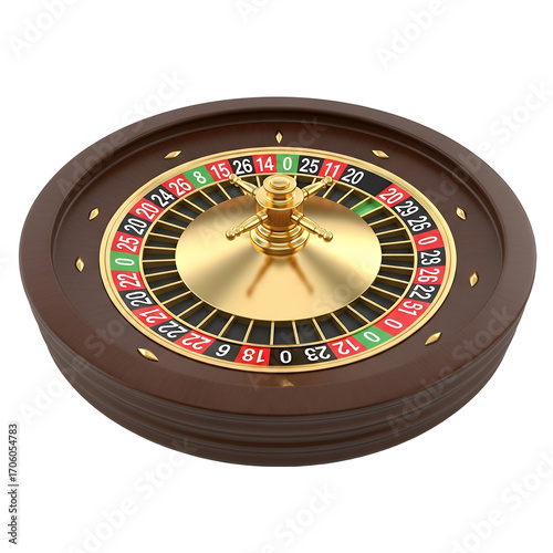 Casino Roulette Wheel Isolated on Black Background Gambling Game Chance Risk and Betting Concept
