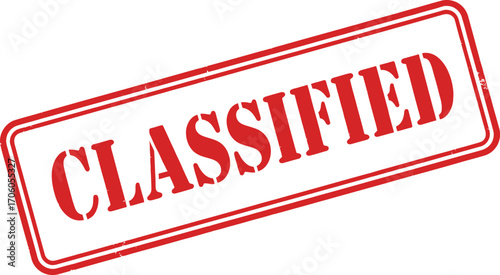 Classified Red Grunge Rubber Stamp on White Background Design