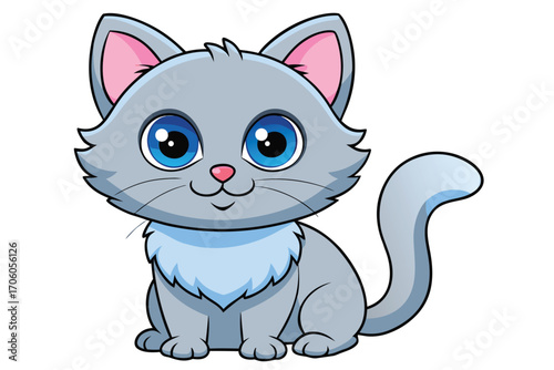 Cute cartoon kitten illustration big round eyes