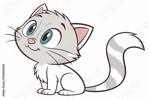 Cute cartoon kitten illustration big round eyes playful