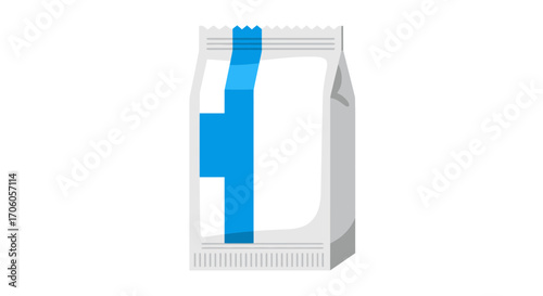 Modern food packaging design with vibrant blue accents, perfect for branding and product placement