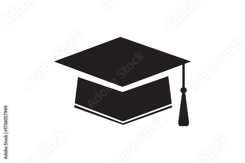 Academic graduation cap for graduates of college, high school, university. hat for degree ceremony. Isolated Vector Silhouette.