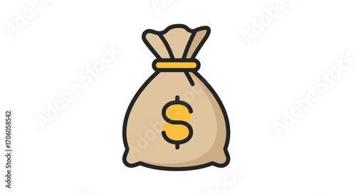 Money bag icon representing wealth and prosperity for business and finance success concept