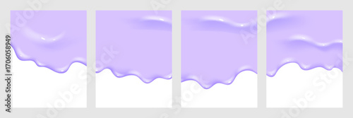 Liquid blue vector dripping ice cream texture.Glossy sugary flow drip.