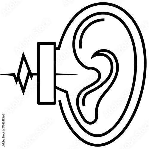 Human ear receiving sound waves vector illustration for hearing concept and deafness awareness campaign poster