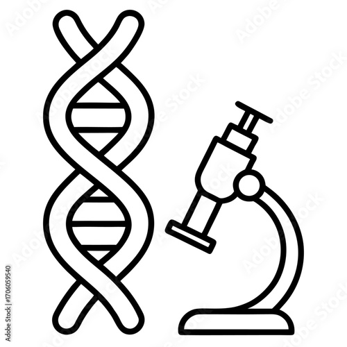 DNA strand and microscope illustration science research concept health and medicine biotechnology discoveries and healthcare advancement
