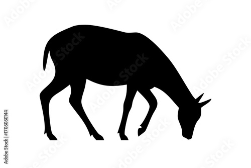 A simple black silhouette of a goat, a beautiful vector illustration of a mammal