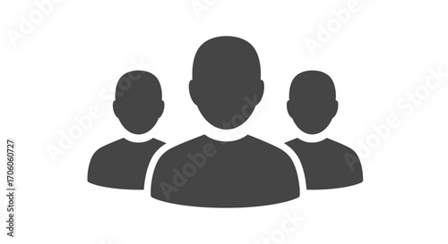 Three people vector icon representing teamwork, collaboration, and business partnership concept