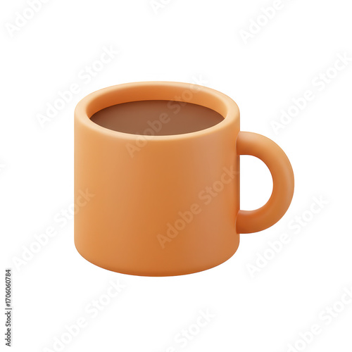 3d rendered orange coffee mug with coffee isolated on transparent background