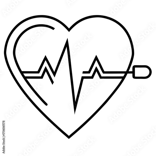 Heartbeat Line in Heart Vector Illustration Symbolizing Health Wellness and Medical Care and Vitality