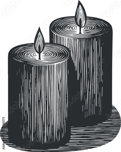 Two artistic candles with flames creating a warm and inviting atmosphere perfect for relaxation.