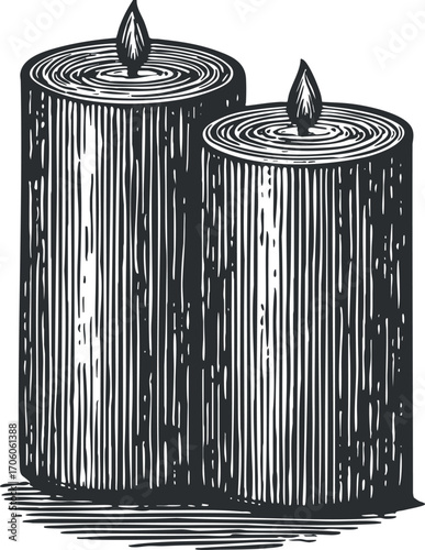 Illustration of two decorative candles with a warm ambiance and vintage style.