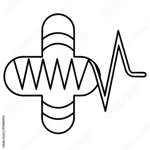 Health monitoring device with pulse symbol for remote patient care vector art illustration
