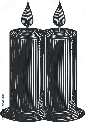 Two decorative candles with flames creating a warm and inviting ambiance for any setting.