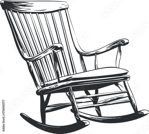 A classic rocking chair illustration perfect for home decor and relaxation themes.