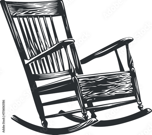 A vintage rocking chair design ideal for home decor and relaxation in living spaces.