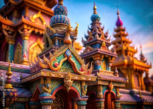 Macro Photography: Wat Lok Moli Chiang Mai Temple Details, Stunning Close-up Shots of Ancient Architecture, Thailand