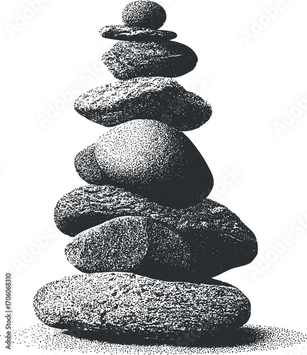 A balanced stack of smooth stones symbolizing peace and harmony in nature.