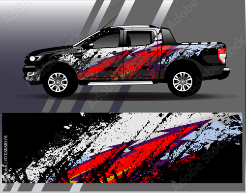 Car wrap design vector. Graphic abstract stripe racing background designs for vehicle, rally, race, adventure and car racing livery