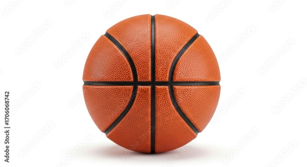 Fototapeta premium Basketball close-up on white background, sports equipment for recreation.