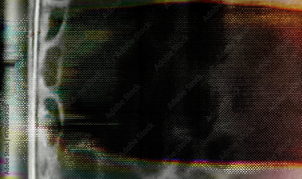 Photos Photocopy texture in glitch style, featuring dark smudges, horizontal noise lines, and faded color patches