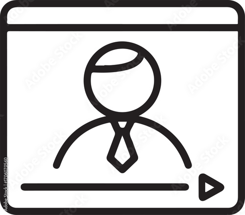 Simple line icon of a person in a video player interface