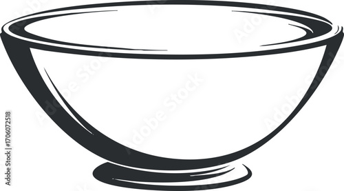 A simple and elegant empty bowl illustration suitable for kitchen and dining contexts