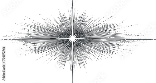 An abstract graphic featuring a burst of dynamic lines radiating from a central point.