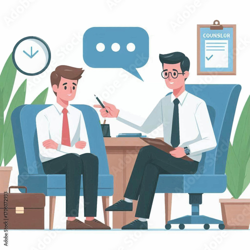 Young Man in Counseling Session Mental Health Support and Therapy Illustration