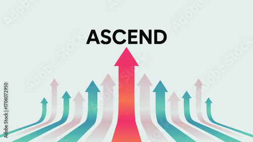 Vector art of ascend text with red arrow pointing up