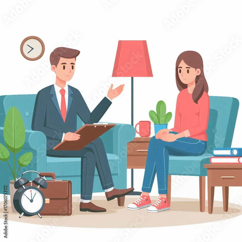 Therapist Counseling Patient Mental Health Support Illustration
