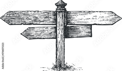 A vintage-style signpost with multiple arrows indicating different directions for navigation.