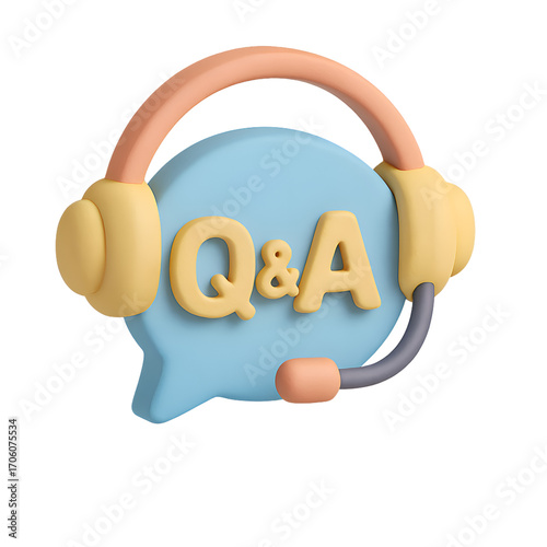 Wallpaper Mural 3D illustration of a headset with a speech bubble and Q and A text. Torontodigital.ca