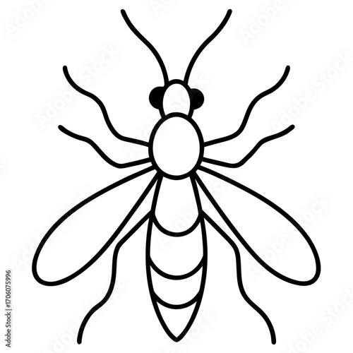 Simple outline drawing of a wasp insect in silhouette style