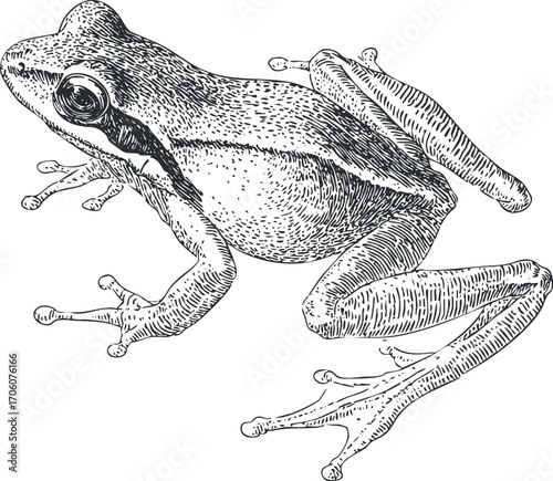 An intricately detailed illustration of a frog showcasing its unique features and natural beauty.