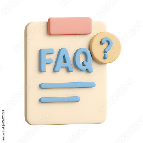 Wallpaper Mural 3D rendered FAQ clipboard icon with question mark symbol. Torontodigital.ca