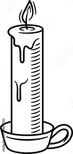 Burning candle stick in cup