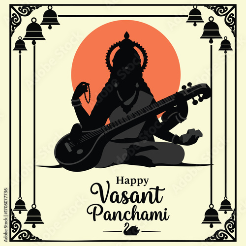 Traditional Vasant Panchami Puja Illustration .