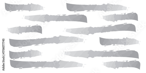 Abstract Silver Brushstrokes: Textured Horizontal Lines on White Background.